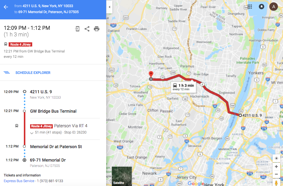 The first jitney route on Google Maps! | Jitney Buses of New Jersey